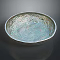 Round Metallic Decorative Bowl With Intricate Embossed Floral Patterns For Home Decor