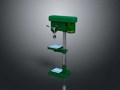 Green Industrial Equipment Heavy Duty Drill Press With Stable Workbench And Metal Base 3d model