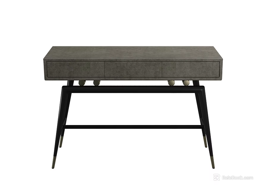 Elegant Modern Gray Dresser With Drawers And Black Metal Legs Design 3d model 