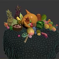 Colorful Assorted Fresh Fruits Display With Pineapple Apple Strawberry Orange And Grape On Black Cloth