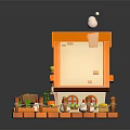 Charming Orange And White Small House Featuring Pointed Roof Chimney Pumpkin Decorations Snowmen And Cart
