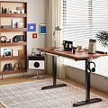 Modern Wooden Conference Table With Metal Frame And Rectangular Top For Office Meetings