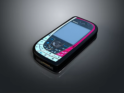 Nokia Black And Pink Mobile Phone With Keyboard Screen Modern Electronic Device 3d model