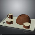 Practical Daily Living Supplies White Tray With Brown Mug Round Containers Lids And Small Spoon