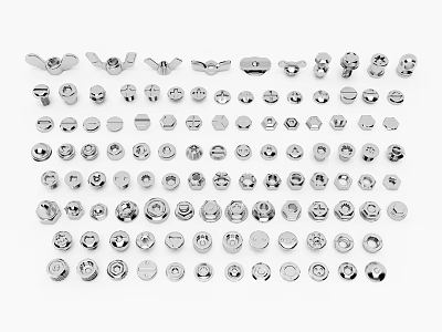 Assorted Hardware Tools Collection With Screws Nuts Bolts Washers And Fasteners 3d model