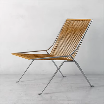 Modern Rattan Lounge Chair With Metal Frame And Minimalist Design For Living Room 3d model