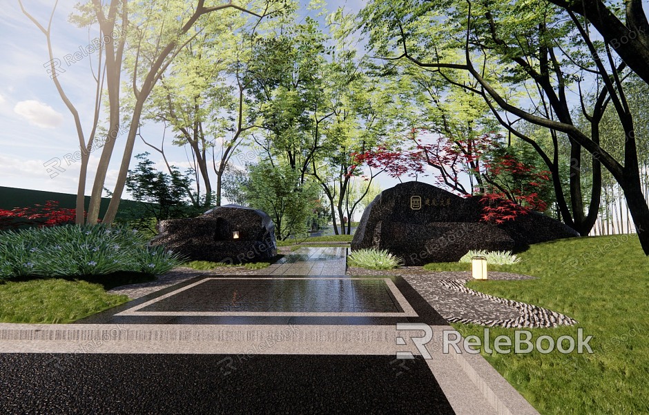 Modern garden landscape rockery waterscape stone landscape stone plant waterscape landscape sketch entrance door model