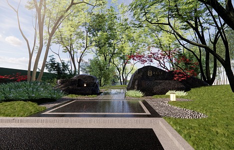 Modern garden landscape rockery waterscape stone landscape stone plant waterscape landscape sketch entrance door 3d model