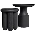 Black Wooden Minimalist Side Tables With Round Tops And Simple Design