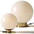 Two Modern White Spherical Shade Floor Lamps with Golden Bases