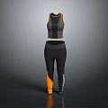 Modern Black And Orange Activewear Set Featuring Tank Top And Leggings Design