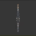 Detailed Military Warship 3D Model Featuring Gray Hull Orange Deck And Superstructure