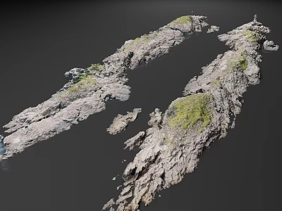 Rocky Islands with Green Vegetation and Calm Surrounding Water 3d model