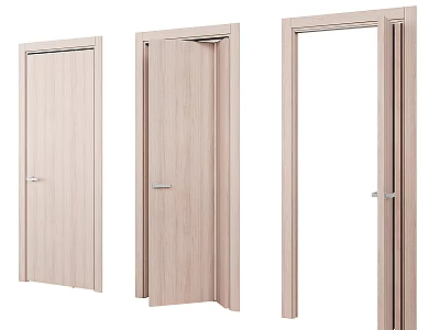 Modern Light Wood Folding Doors Design For Interior With Closed And Open States 3d model