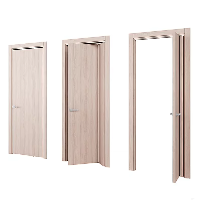 Modern Light Wood Folding Doors Design For Interior With Closed And Open States 3d model