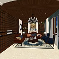 Luxurious Wine Cellar Interior With Wooden Wine Racks Sofa Armchairs And Chandelier