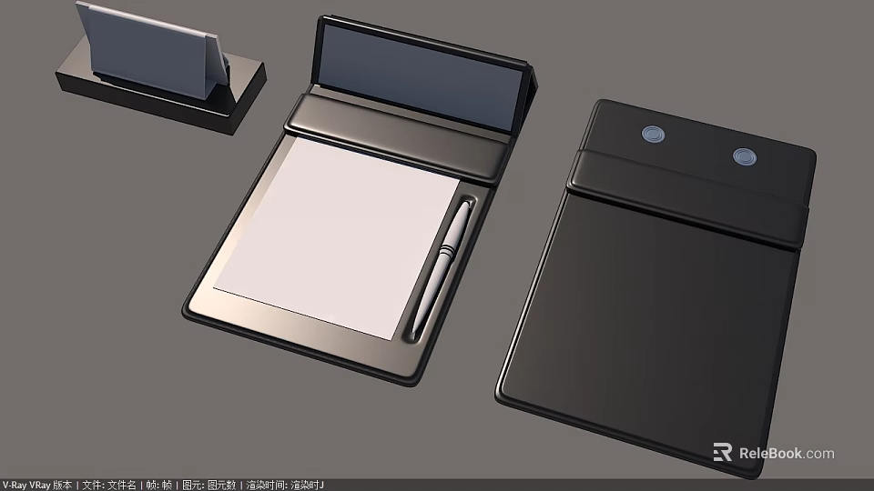 Modern Black Memo Pad With Attached Pen And Sleek Office Stationery Design 3d model 