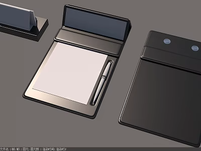Modern Black Memo Pad With Attached Pen And Sleek Office Stationery Design 3d model