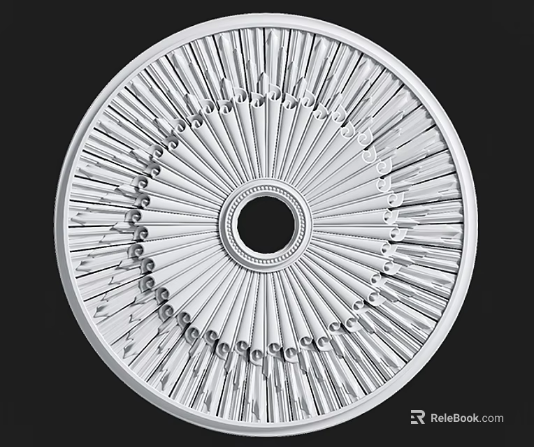 Elegant Ornate Circular Ceiling Design With Radiant Intricate Patterns And Central Hole 3d model 
