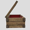 Open Wooden Storage Box for Hardware Tools with Red Diamond Lining and Metal Clasps