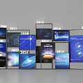 Tech Inspired Display Boards Featuring Timeline From 2008 To 2019 Blue Designs 3d model