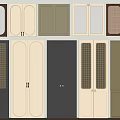 Various Modern Cabinet Doors with Glass Panels and Solid Designs in Multiple Colors 3d model