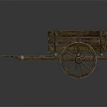 Vintage Wooden Cart With Traditional Rustic Wheels Long Wooden Shafts And Planks