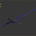Blue Glowing Sword With Sharp Blade And Ornate Hilt Details