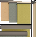 Beige Gray Olive Green Curtains With Multiple Color Panel Designs 3d model
