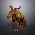 Mythical Game Movie Creature With Horns Spikes Green Yellow Skin And Fangs