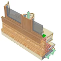 Building Exterior Wall Construction Components With Bricks Timber And Fasteners 3d model