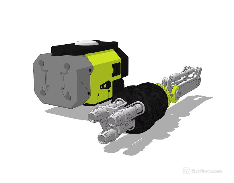 Yellow And Gray Mechanical Arm With Metal Components And Robotic Design 3d model