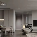 Modern Living And Dining Room Interior With Large Windows Sea View Sofa And Coffee Table