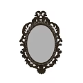 Vintage Style Decorative Mirror With Ornate Black Frame And Oval Shape Design