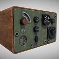 Vintage Electronic Device With Wooden Case Green Panel Knobs And Gauge 3d model
