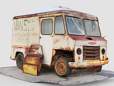 Old Rusty VANS Truck with Worn Out Body and Vintage Exterior 3d model
