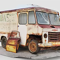 Old Rusty VANS Truck with Worn Out Body and Vintage Exterior