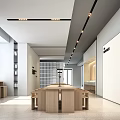 Modern Café Interior Design With Open Space Wooden Long Table Cozy Seating And Warm Lighting