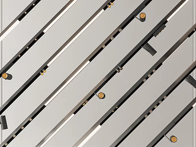 Neatly Arranged Stylish Downlights and Spotlights for Modern Ceiling Lighting Design 3d model
