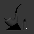 Minimalist Modern Decorative Ornament Set With Curved Black Metal And Silver Cylindrical Pieces