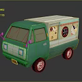 Green Vintage Ice Cream Truck Model With White Roof And Eis Cream Decals