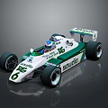 White Green TAG Studio Formula Race Car With Streamlined Design And Driver 3d model