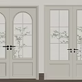 White Double Doors With Arched And Square Glass Panels And Gold Handles Interior Design