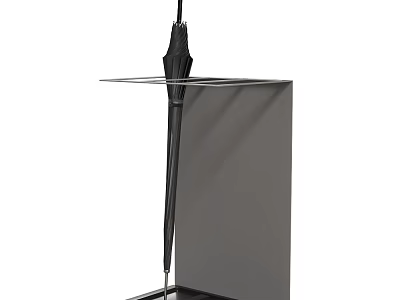 Modern Minimalist Umbrella Stand With Black Umbrella And Sturdy Metal Design 3d model