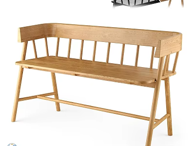 Modern Two Seater Sofa With Wooden Frame And Comfortable Upholstered Seating Design 3d model