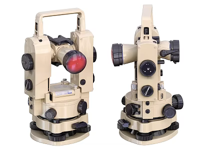 Industrial Surveying Equipment With Knobs Dials Red Lens And Base 3d model