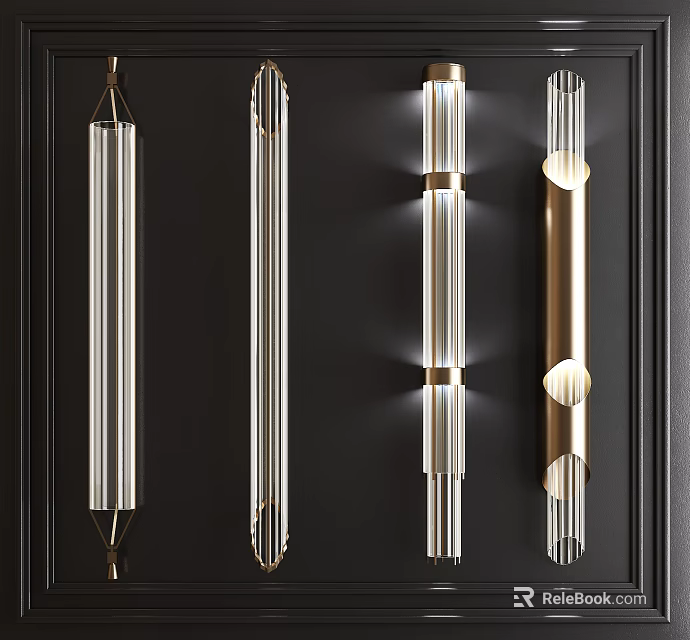 Modern Sleek Wall Lamps With Metal And Glass Tubes For Contemporary Interior Lighting 3d model 