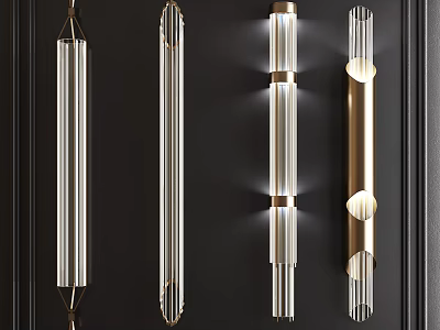 Modern Sleek Wall Lamps With Metal And Glass Tubes For Contemporary Interior Lighting 3d model