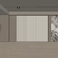 Modern Minimalist Background Wall With Light Wood Panels Vertical Stripes Marble Texture And Lighting Strips