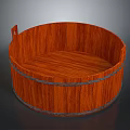 Traditional Round Wooden Barrel Container for Storing Homemade Food Items
